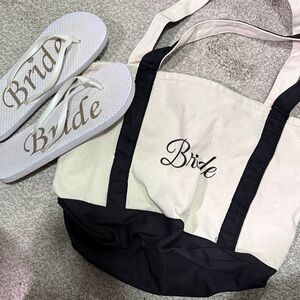 Bride Canvas Tote Bag - Black and White